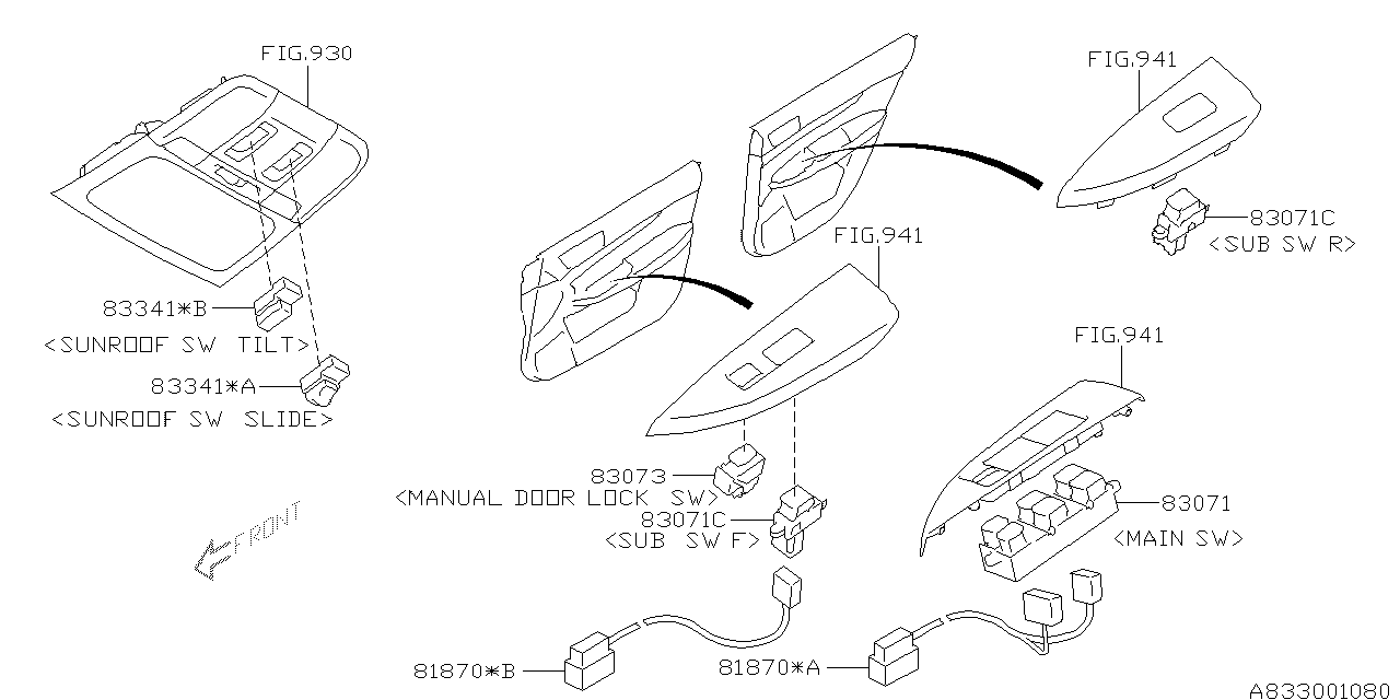 Diagram SWITCH (POWER WINDOW) for your 2013 Subaru Legacy  R Sedan 