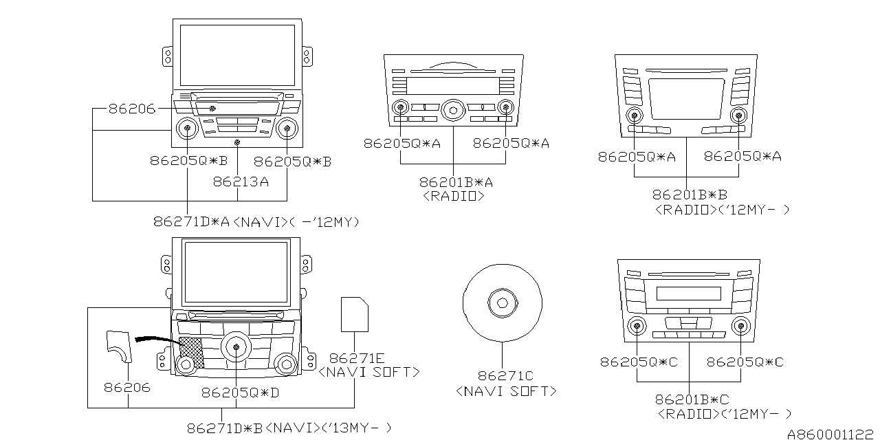 Diagram AUDIO PARTS (RADIO) for your 2015 Subaru WRX   