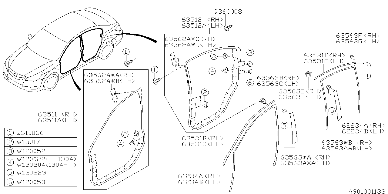 Diagram WEATHER STRIP for your 2025 Subaru Ascent  Limited 7-Passenger w/EyeSight 