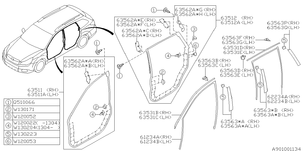 Diagram WEATHER STRIP for your 2014 Subaru STI  Sport SEDAN 