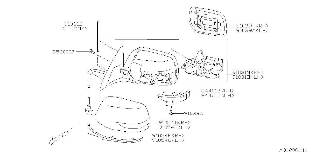 Diagram REAR VIEW MIRROR for your 1996 Subaru