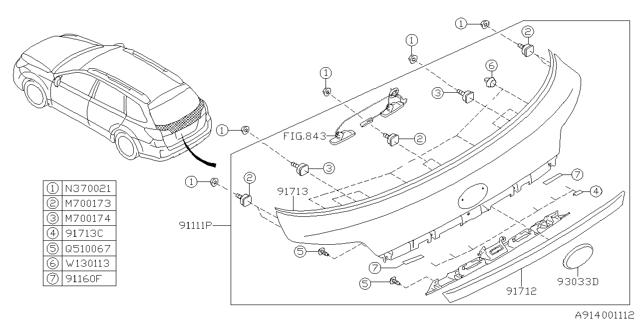 Diagram OUTER GARNISH for your Subaru Outback  