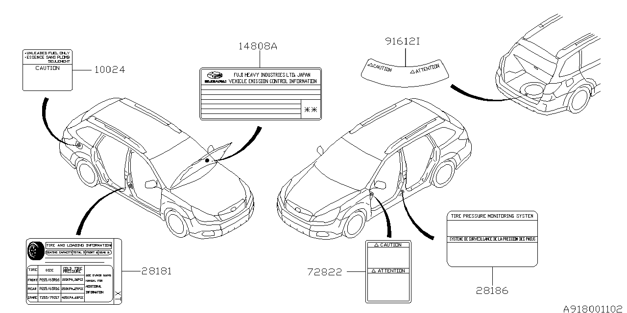 Diagram LABEL (CAUTION) for your 2014 Subaru Legacy   