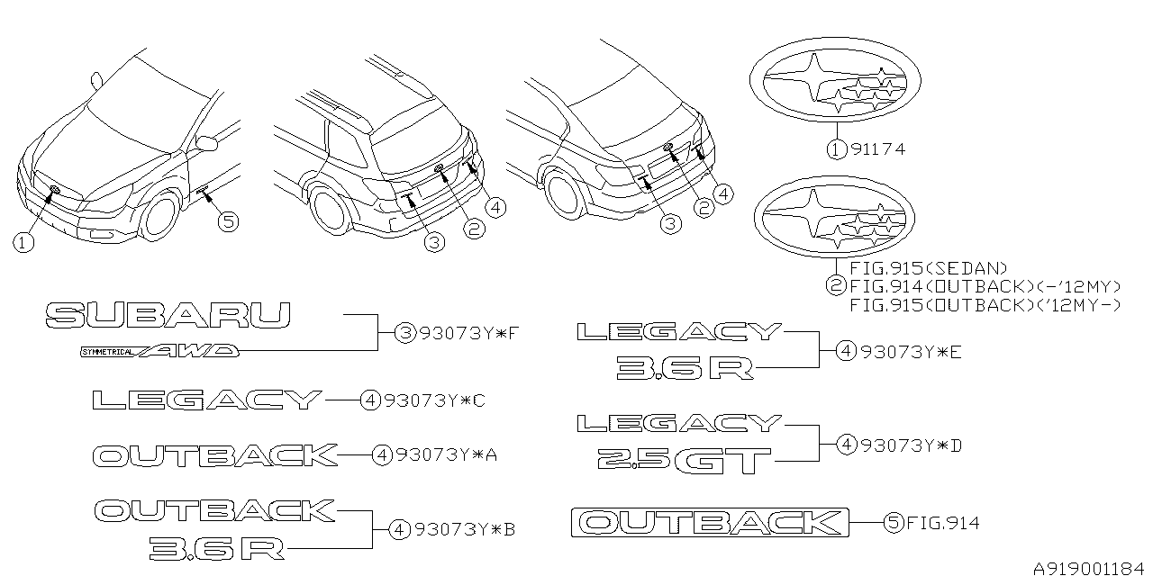 Diagram LETTER MARK for your Subaru Legacy 2.5L TURBO 5MT GT LIMITED-I(OBK:XT) WAGON