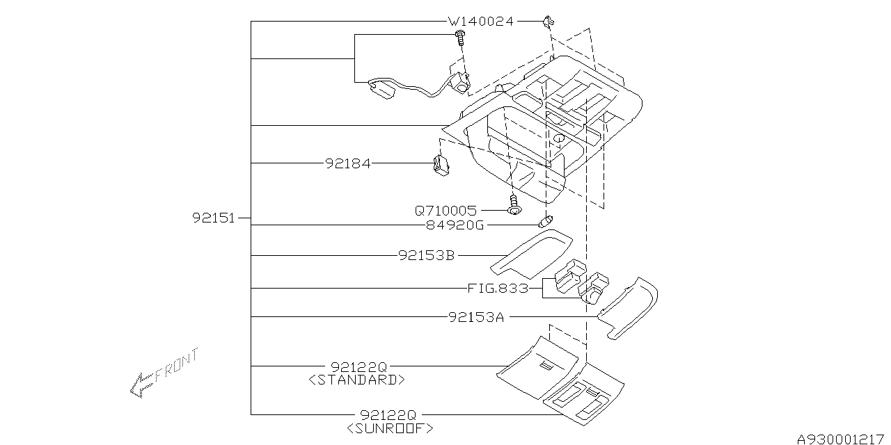 Diagram CONSOLE BOX for your 2014 Subaru Outback  R Limited w/EyeSight 