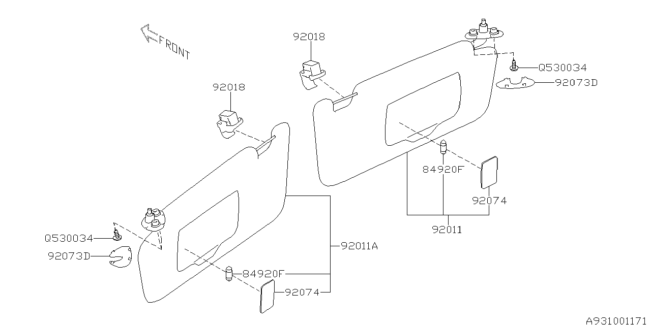 Diagram ROOM INNER PARTS for your 2009 Subaru Impreza  Sedan 