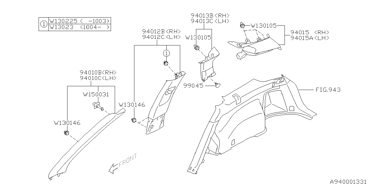 Diagram INNER TRIM for your Subaru Outback  