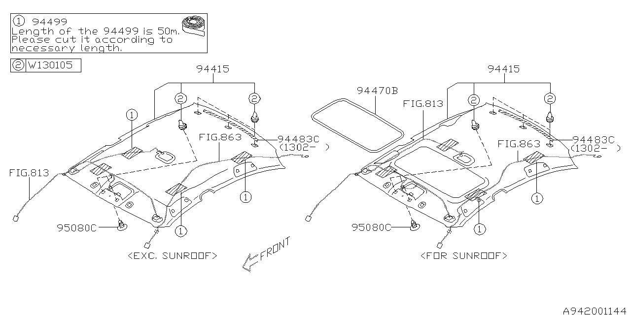 Diagram ROOF TRIM for your Subaru Legacy  