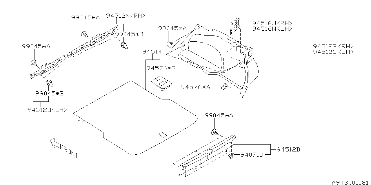 Diagram TRUNK ROOM TRIM for your 2008 Subaru Legacy   