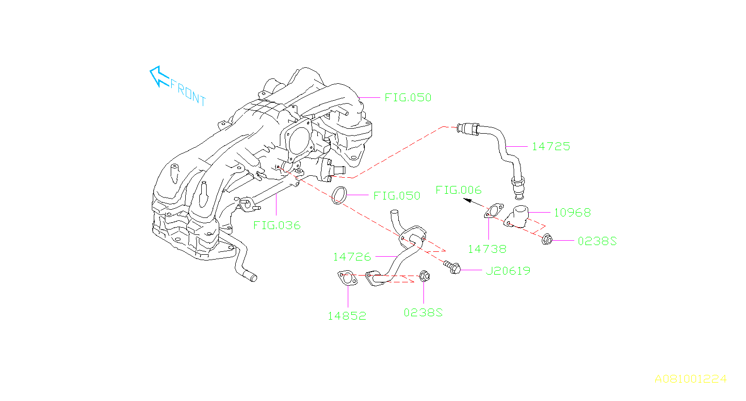 Subaru Legacy Exhaust Gas Recirculation Egr Tube Adapter Aa