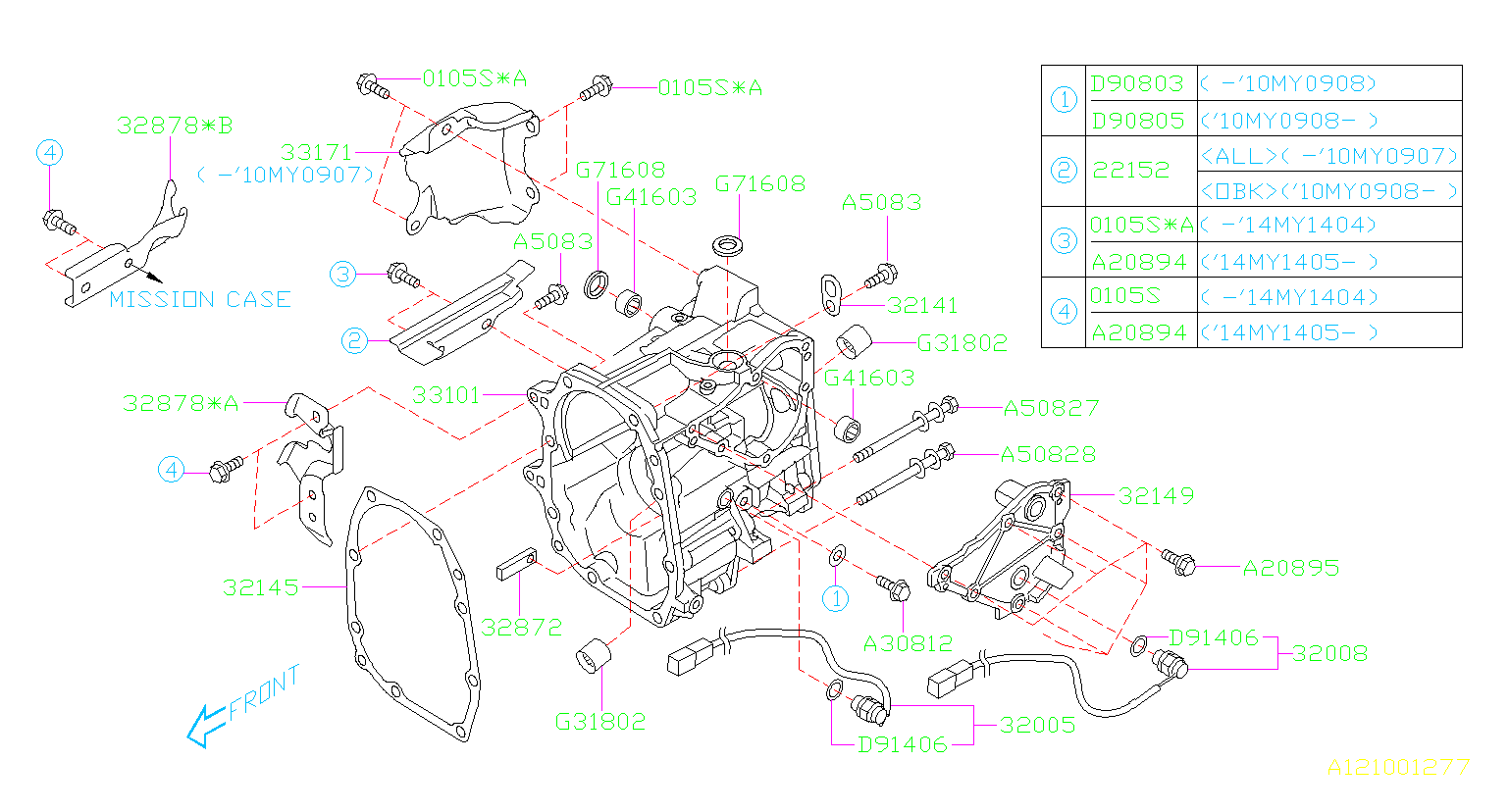 2010 Subaru Outback 2.5L 6MT Base Case Complete Transfer. Case CP