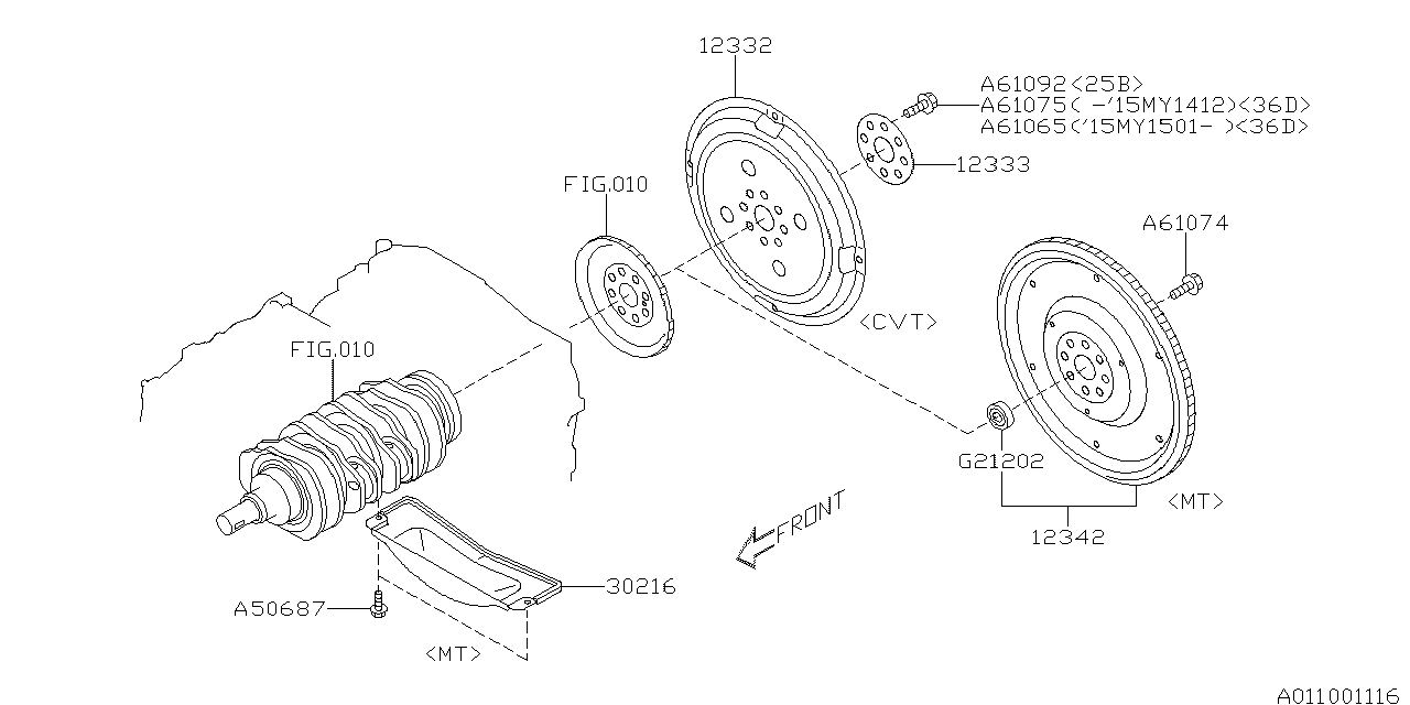 Diagram FLYWHEEL for your 2017 Subaru Outback 2.5L CVT Touring w/EyeSight 