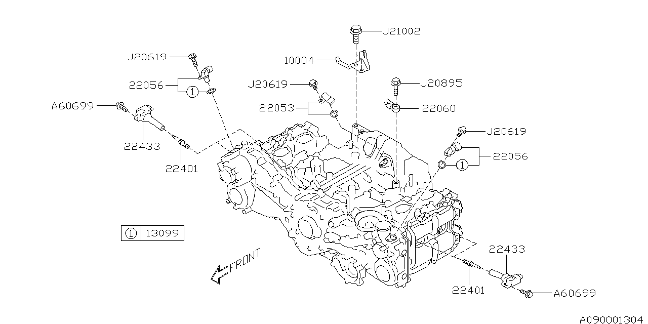 Diagram SPARK PLUG & HIGH TENSION CORD for your Subaru