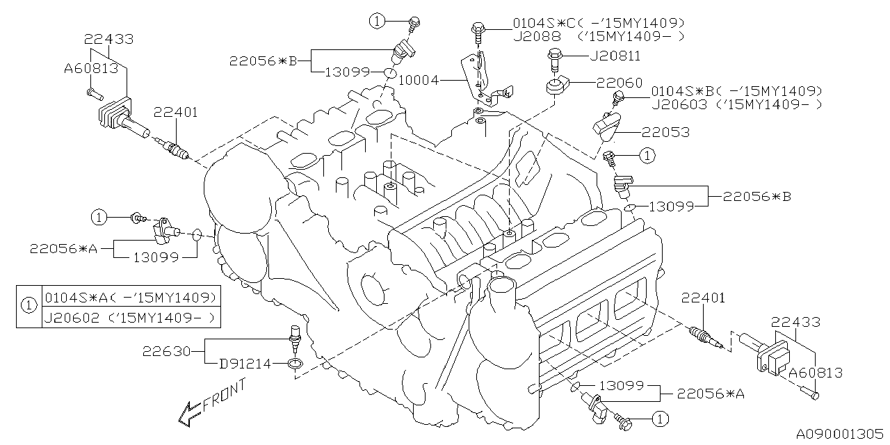 Diagram SPARK PLUG & HIGH TENSION CORD for your 2017 Subaru Outback   