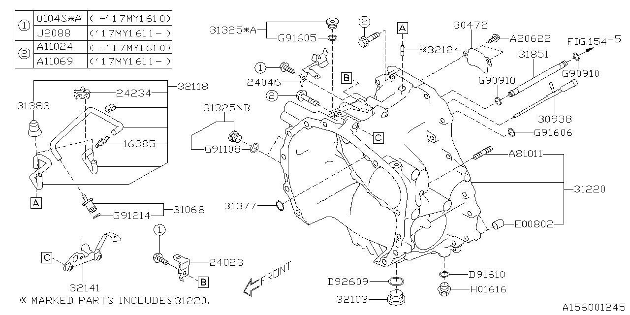 Diagram AT, TORQUE CONVERTER & CONVERTER CASE for your 2016 Subaru Impreza   