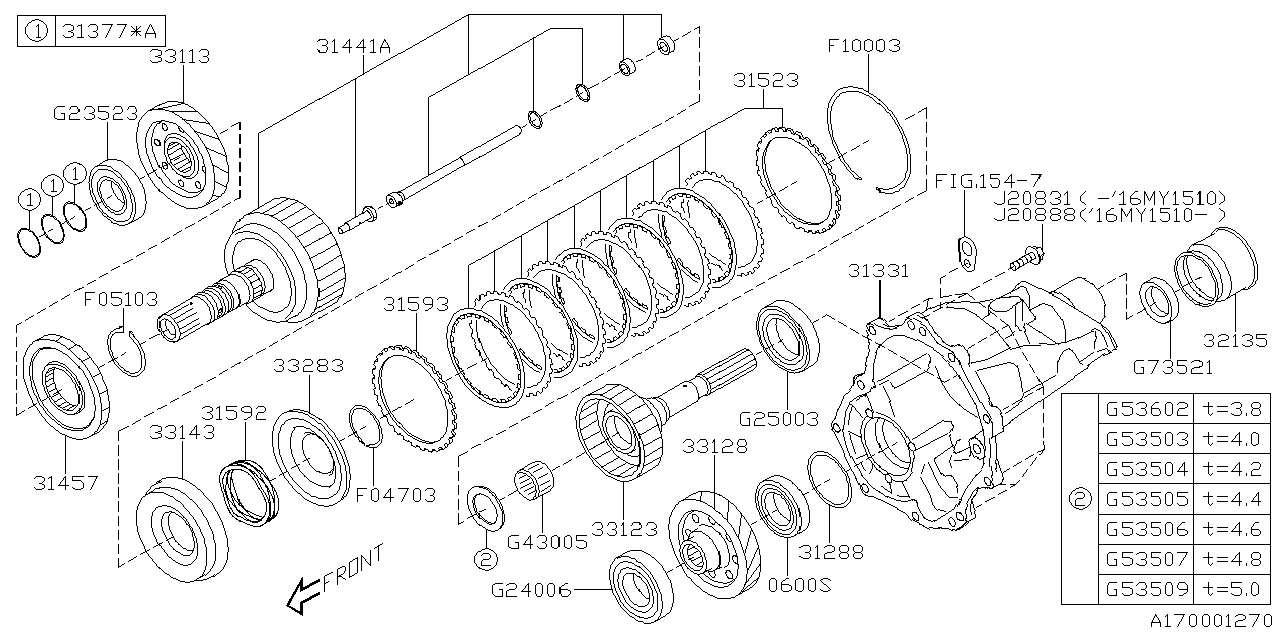 Diagram AT, TRANSFER & EXTENSION for your Subaru