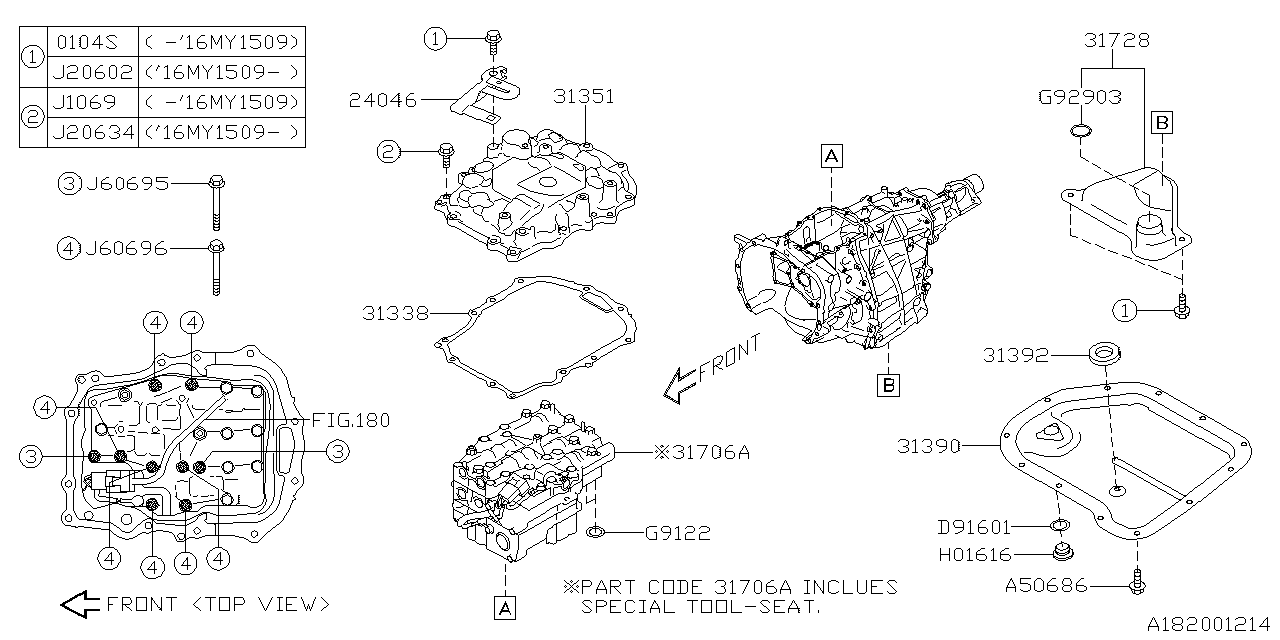 Diagram AT, CONTROL VALVE for your 2017 Subaru Outback   