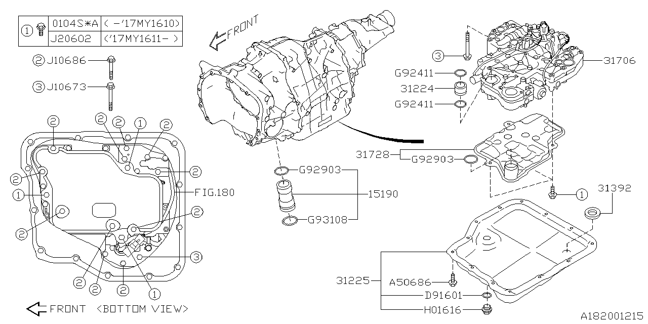 Diagram AT, CONTROL VALVE for your 2012 Subaru STI   