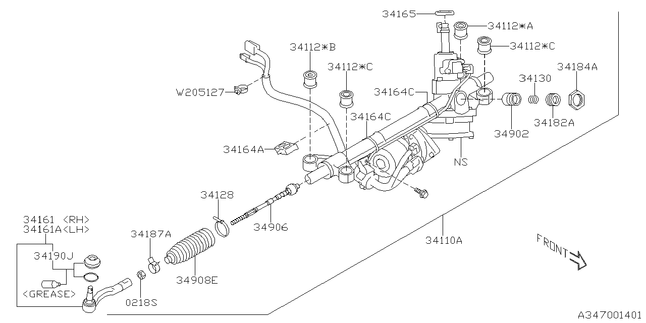 Diagram POWER STEERING GEAR BOX for your 2019 Subaru Outback   