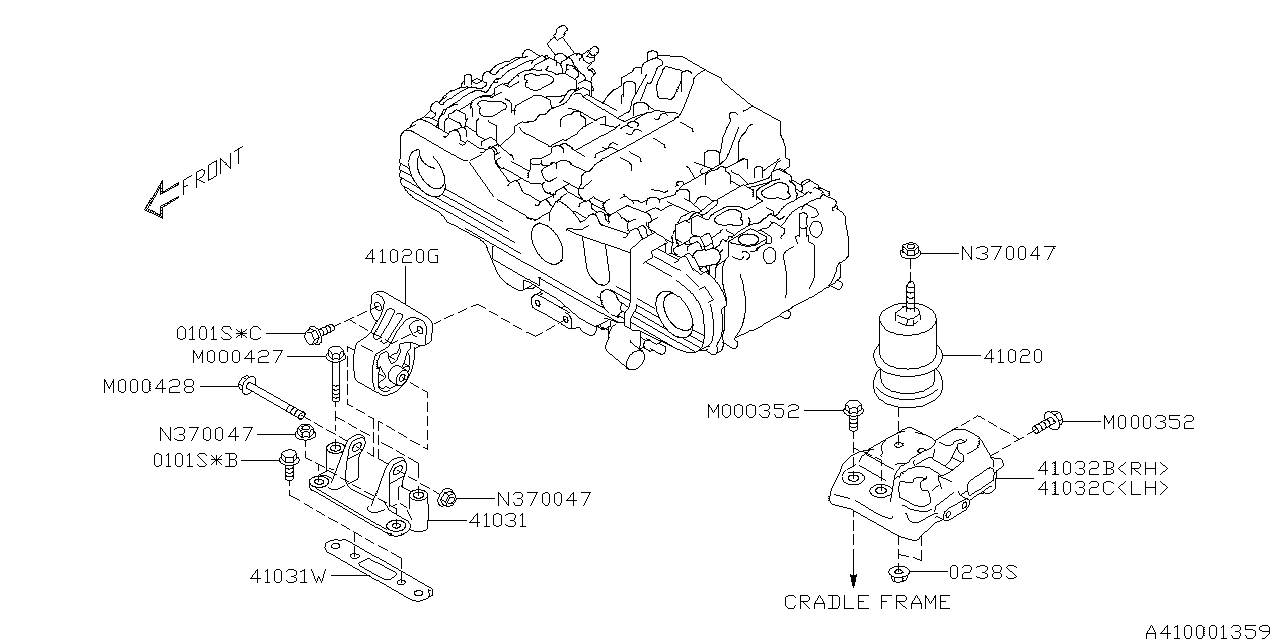 Diagram ENGINE MOUNTING for your 2012 Subaru Legacy   