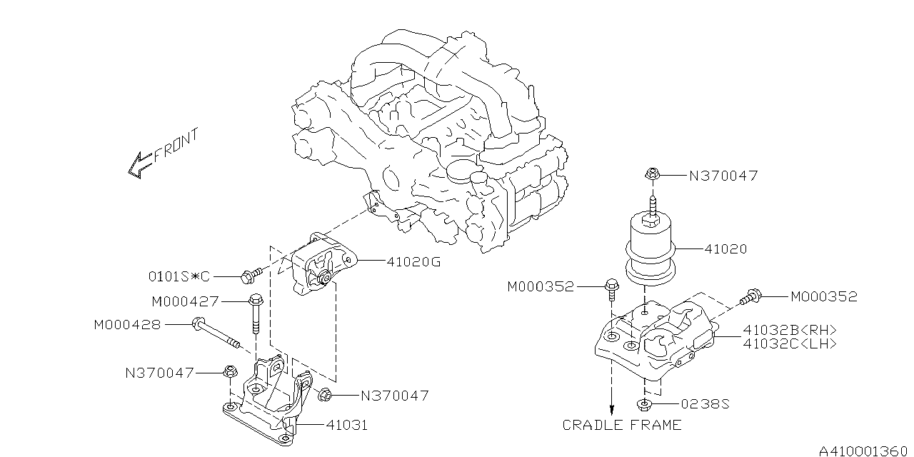 Diagram ENGINE MOUNTING for your 2021 Subaru Crosstrek   