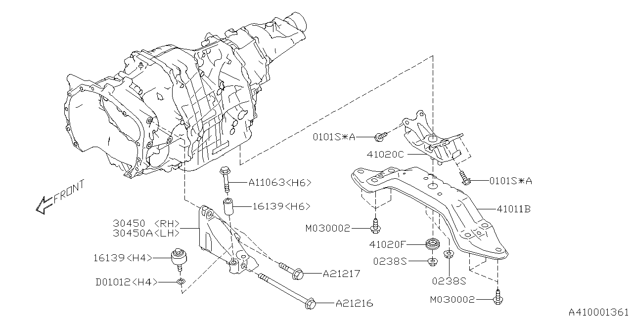 Diagram ENGINE MOUNTING for your 2001 Subaru Impreza   