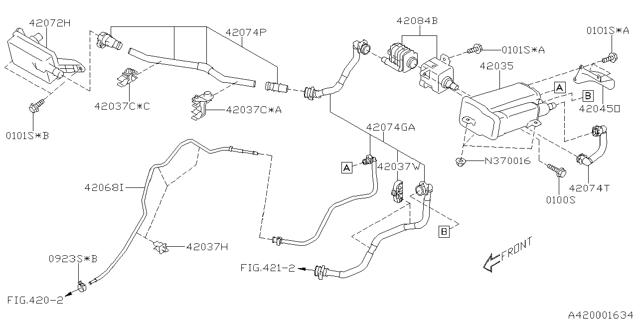 Diagram FUEL PIPING for your 2000 Subaru Impreza 2.5L AT RS Coupe 