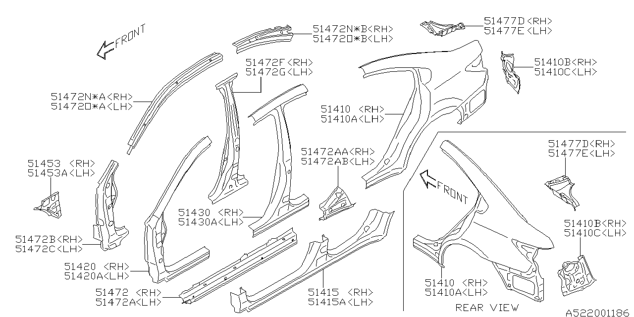 Subaru Legacy Rocker Panel. Side Sill Complete (Left - 51449AL03A9P ...