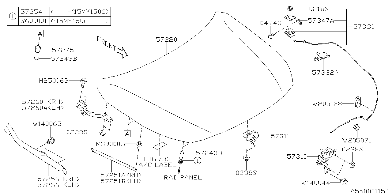 FRONT HOOD & FRONT HOOD LOCK Diagram