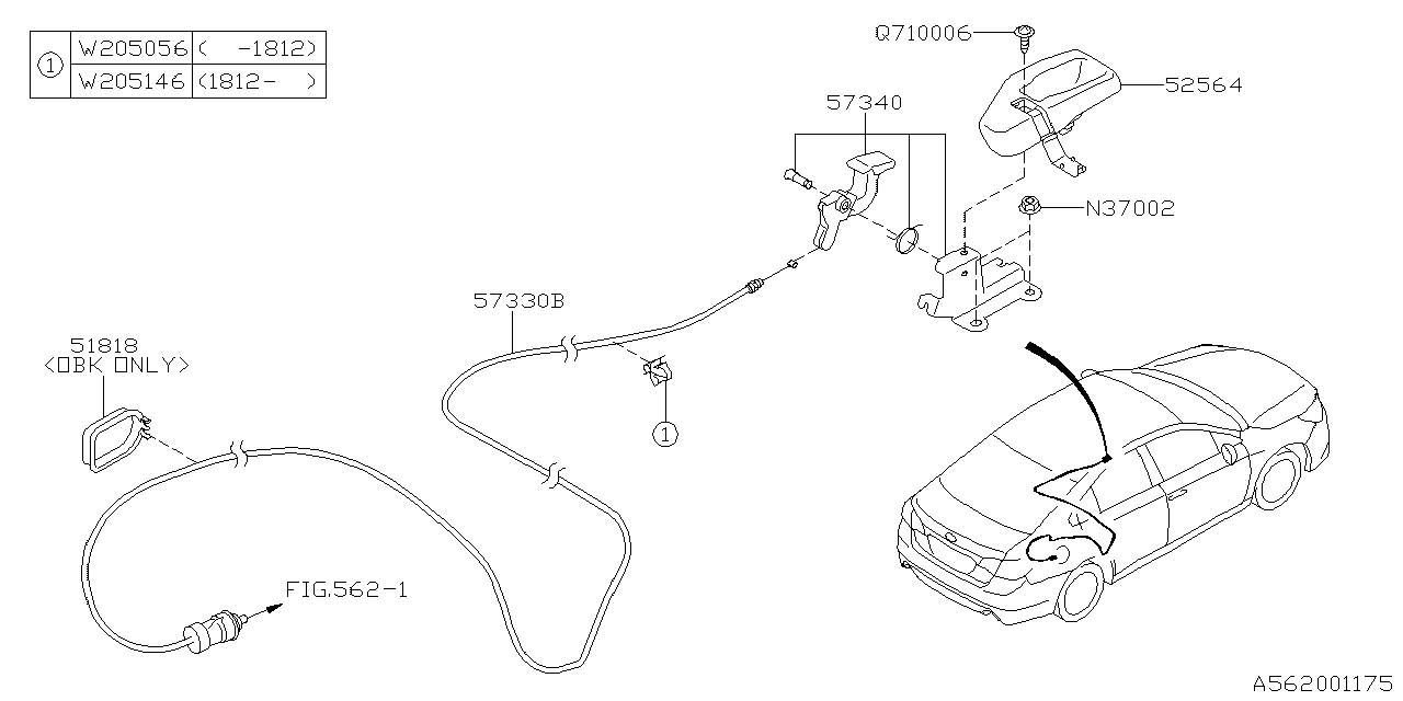 Diagram TRUNK & FUEL PARTS for your 2012 Subaru Impreza  Premium Plus Sedan 