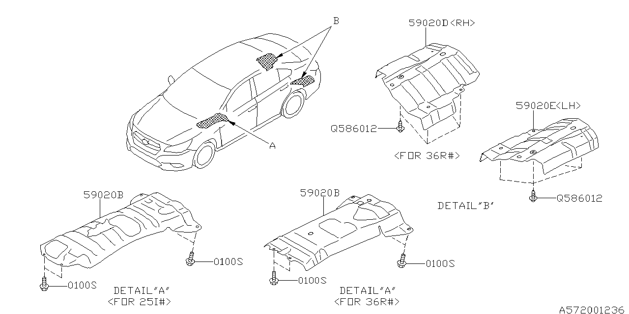 Diagram UNDER COVER & EXHAUST COVER for your 2019 Subaru WRX   