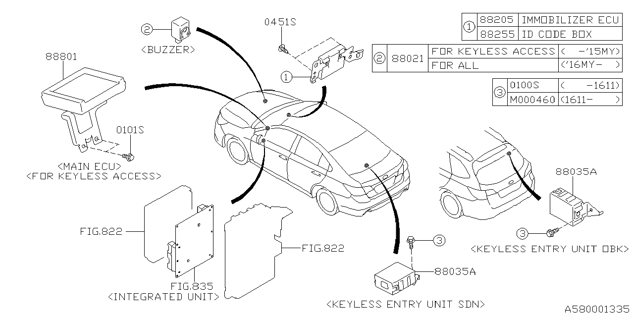 Diagram KEY KIT & KEY LOCK for your Subaru Legacy  