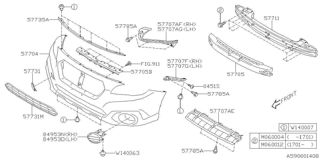 Diagram FRONT BUMPER for your Subaru