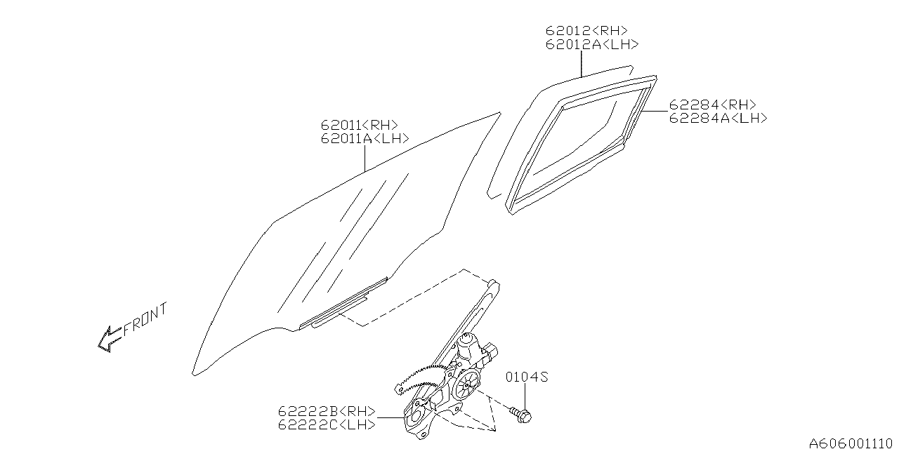 Diagram DOOR PARTS (GLASS & REGULATOR) for your 2017 Subaru Legacy   