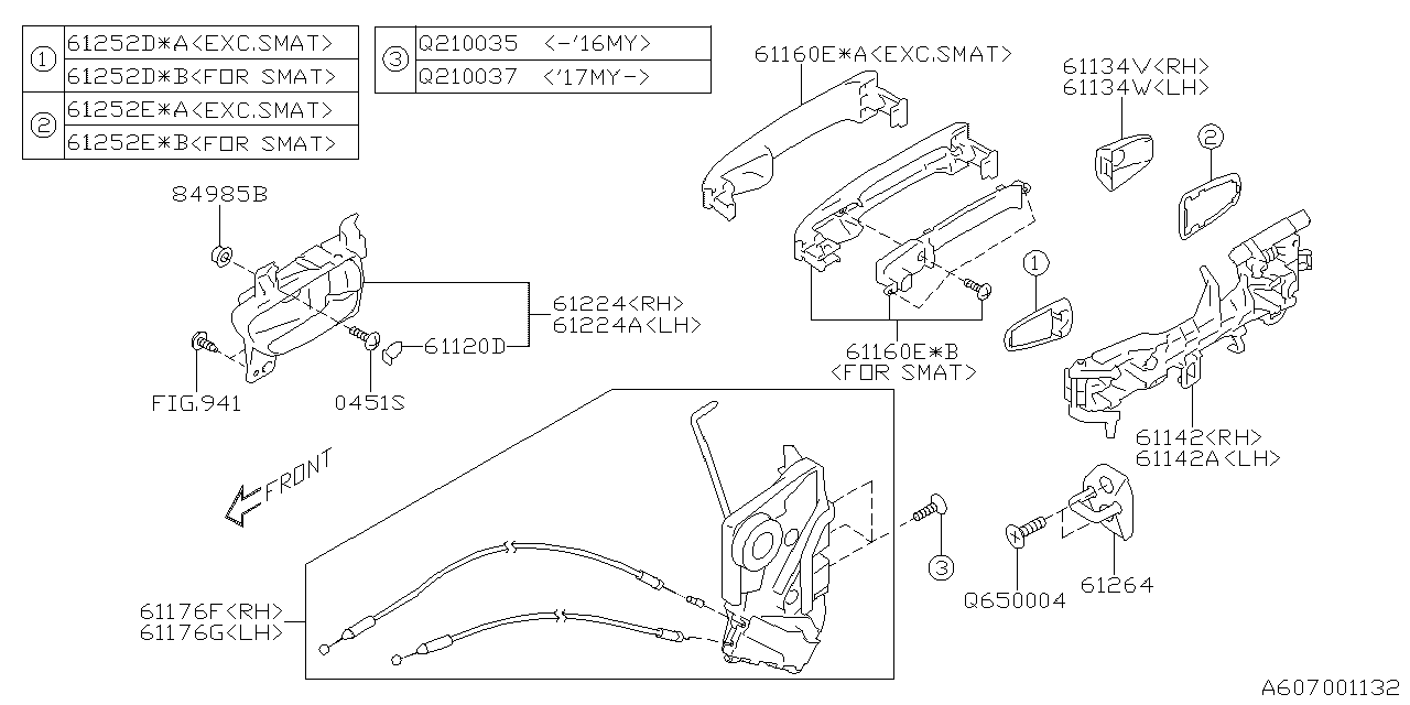 Diagram DOOR PARTS (LATCH & HANDLE) for your 2002 Subaru STI   