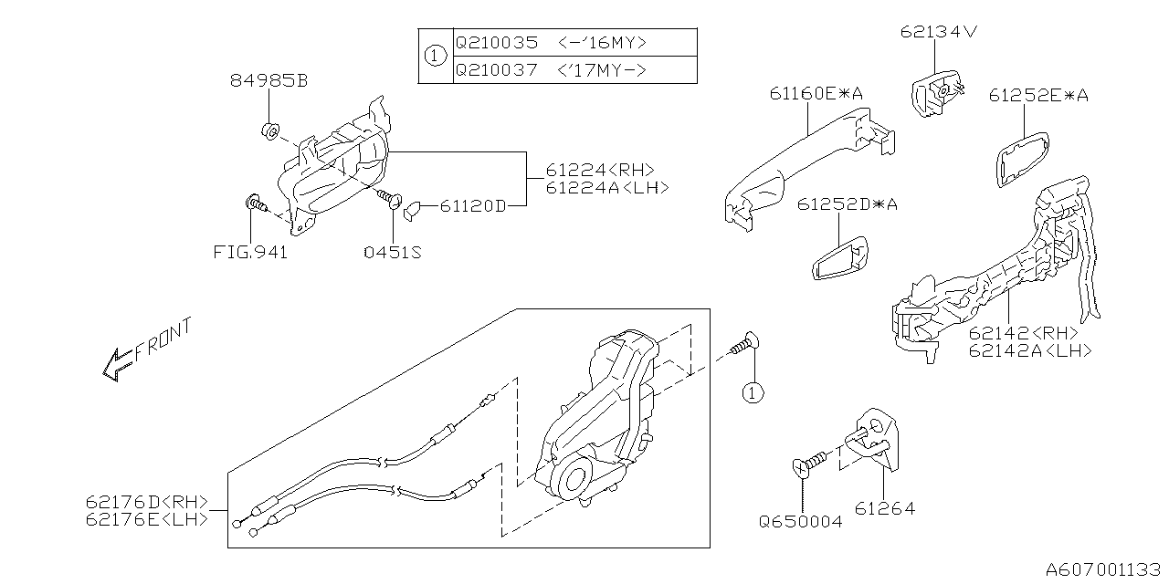 Diagram DOOR PARTS (LATCH & HANDLE) for your 2011 Subaru WRX   