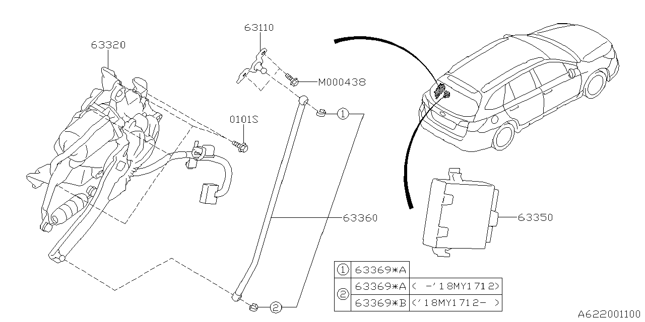 Diagram BACK DOOR PARTS for your Subaru Outback  