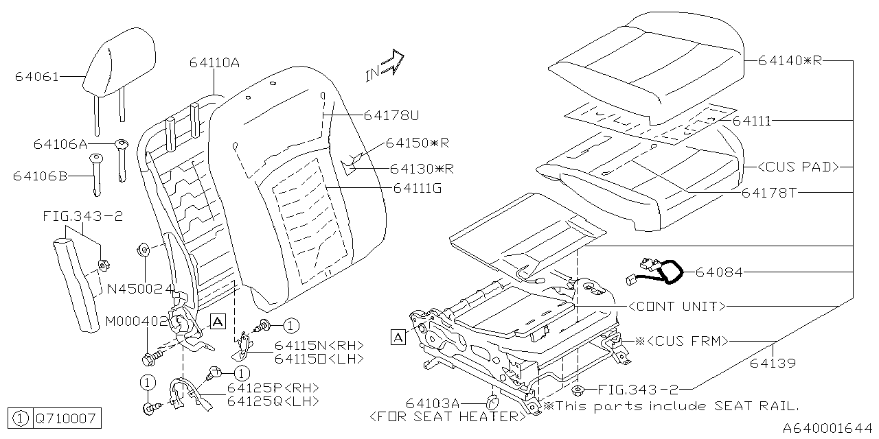 Diagram FRONT SEAT for your 2022 Subaru Impreza  Sport Wagon 