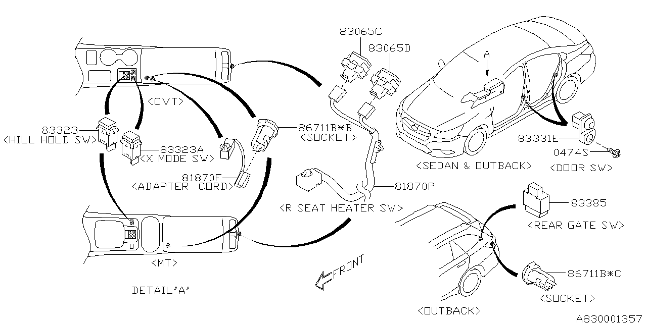 Diagram SWITCH (INSTRUMENTPANEL) for your 2005 Subaru Impreza   