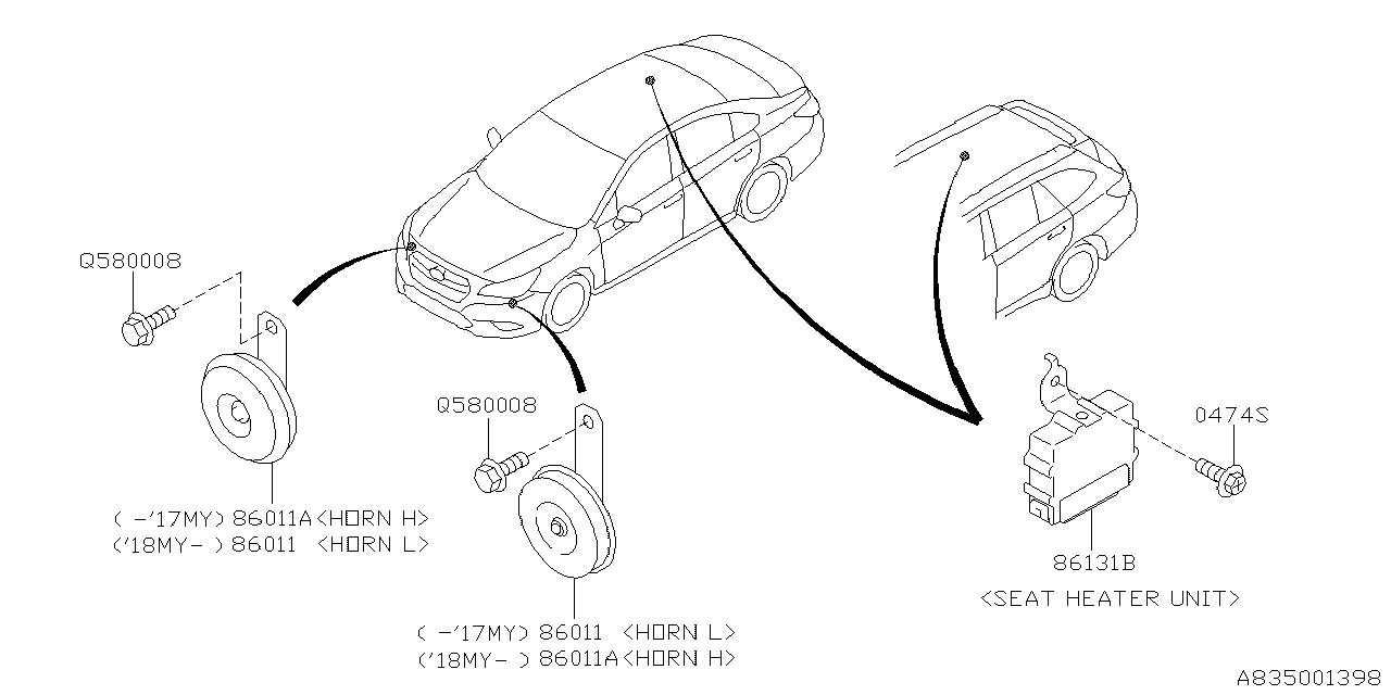 Diagram ELECTRICAL PARTS (BODY) for your 2018 Subaru Outback  Base 