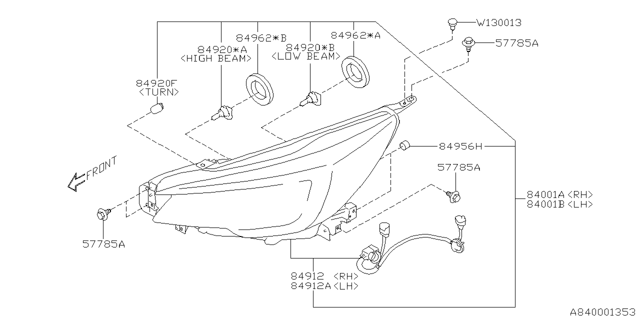 Diagram HEAD LAMP for your 2013 Subaru Legacy   