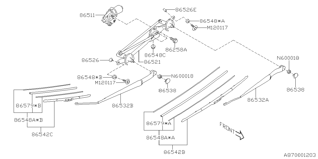 Diagram WIPER (WINDSHILDE) for your Subaru Outback  