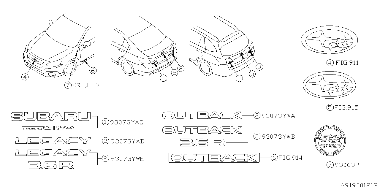 Diagram LETTER MARK for your 2019 Subaru Impreza 2.0L 5MT Sport Wagon 