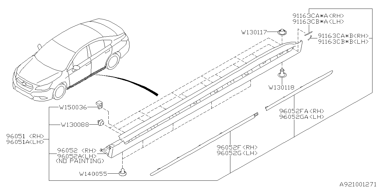 Diagram SPOILER for your Subaru Legacy 2.5L TURBO 5MT GT LIMITED-I(OBK:XT) WAGON