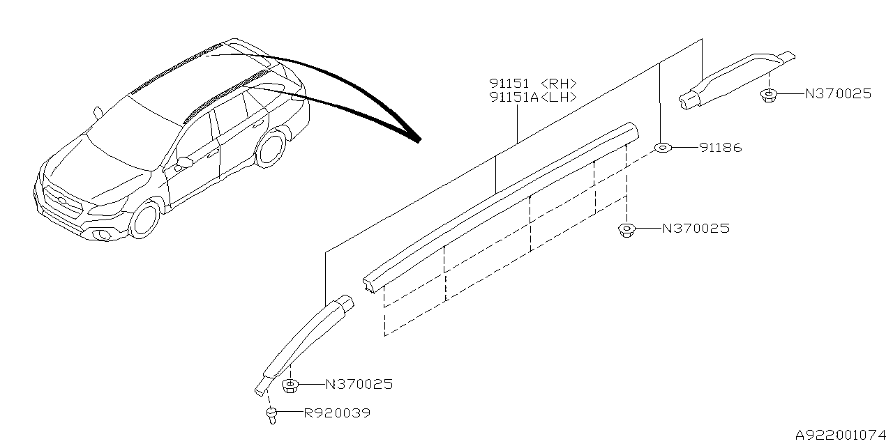 Diagram ROOF RAIL for your 2006 Subaru Impreza   