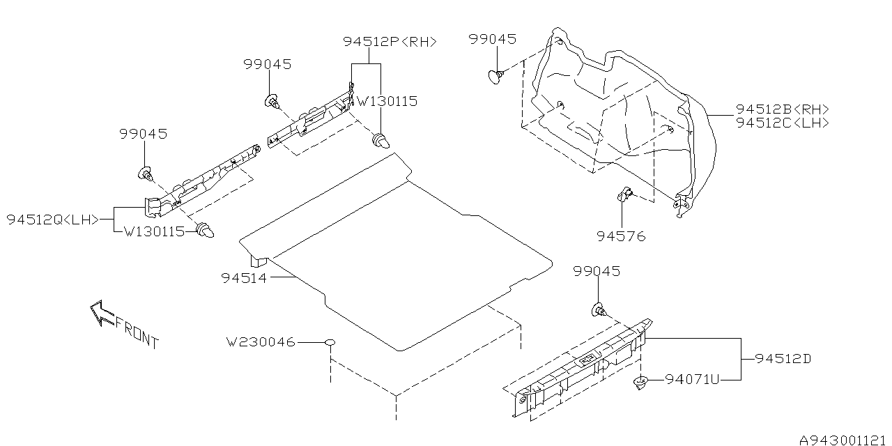 Diagram TRUNK ROOM TRIM for your 2008 Subaru Legacy   