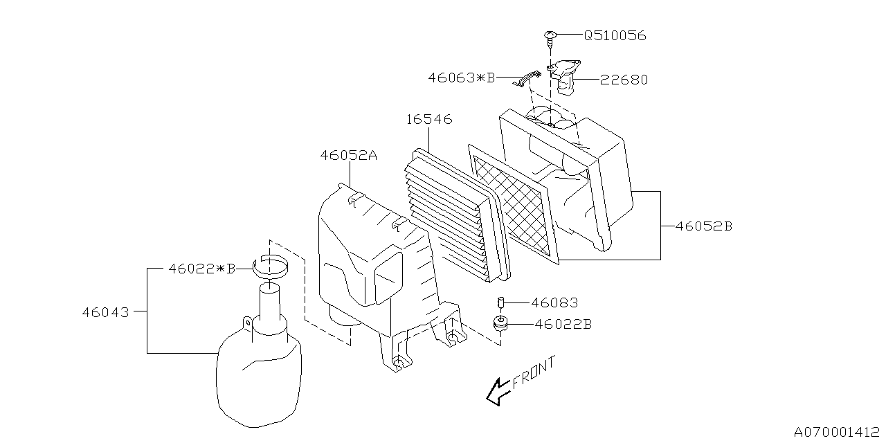 Diagram AIR CLEANER & ELEMENT for your 2014 Subaru WRX   