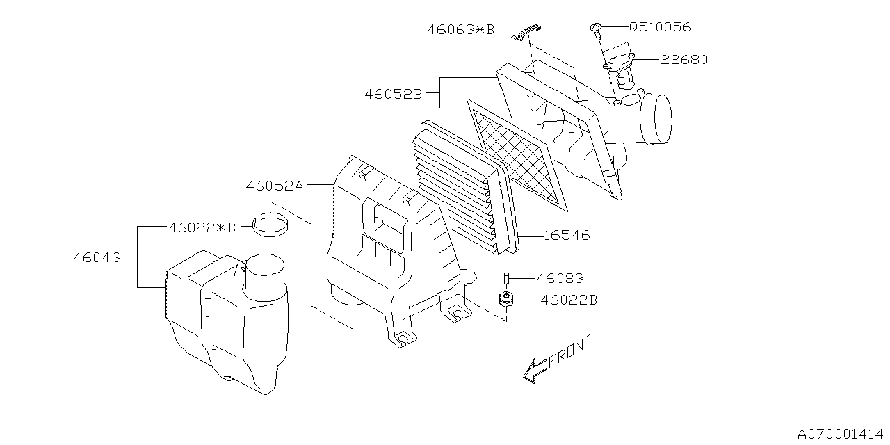 Diagram AIR CLEANER & ELEMENT for your 2014 Subaru WRX   