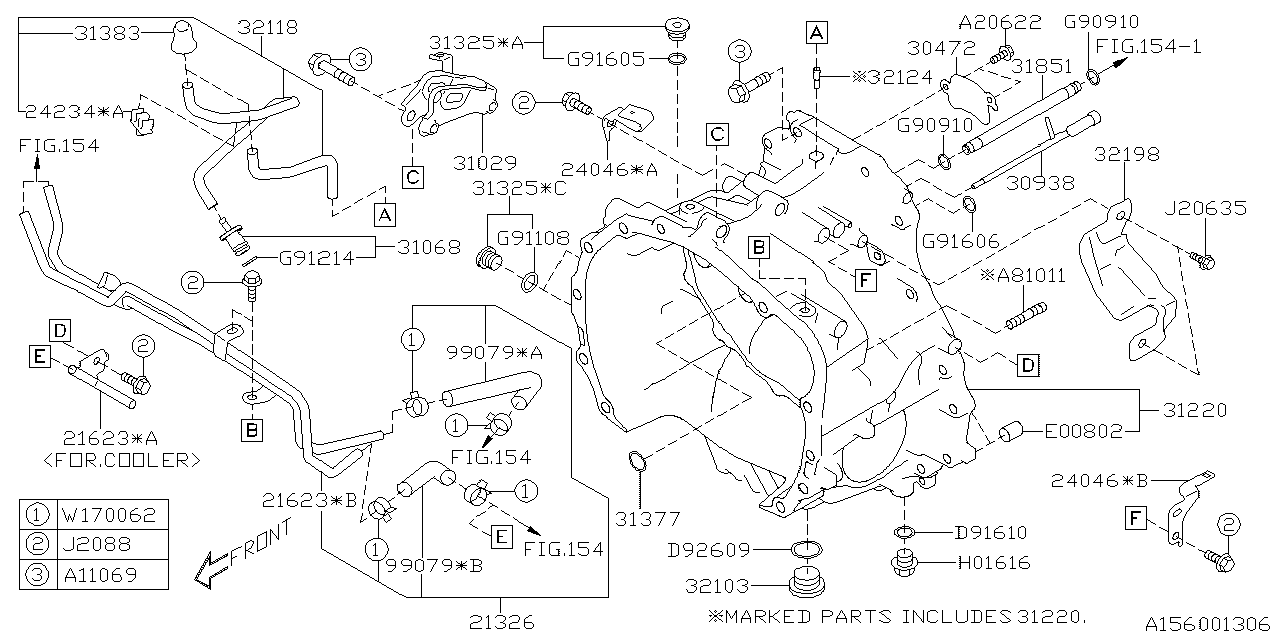 Diagram AT, TORQUE CONVERTER & CONVERTER CASE for your Subaru Impreza  Sedan