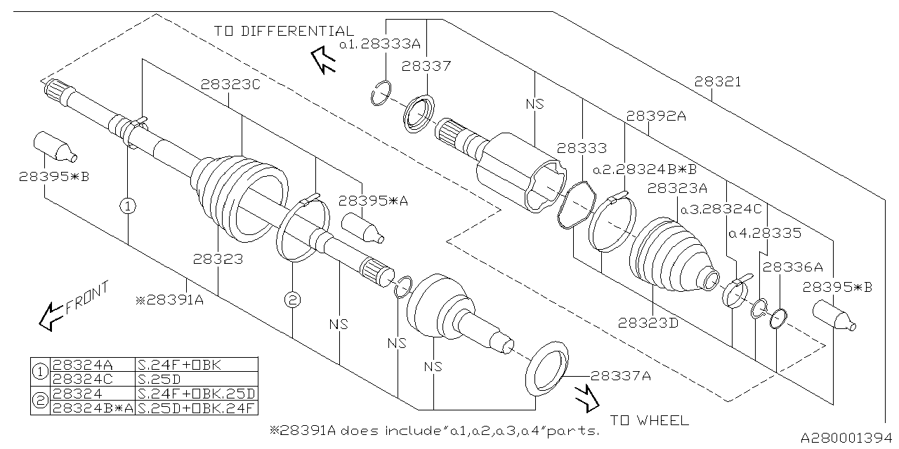 Diagram FRONT AXLE for your 2009 Subaru Impreza  Sedan 